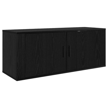 Wall-mounted TV Cabinet Set Black Oak Engineered Wood