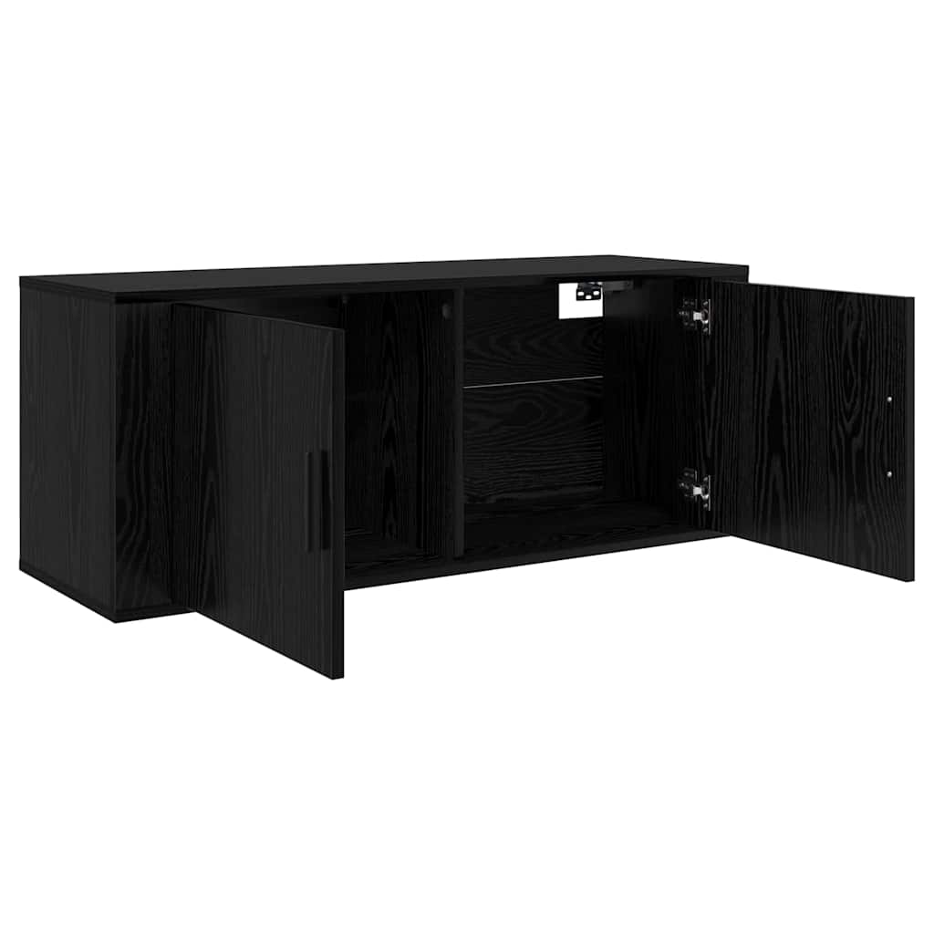 Wall-mounted TV Cabinet Set Black Oak Engineered Wood