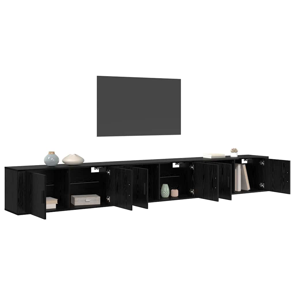 Wall-mounted TV Cabinet Set 3 pcs Black Oak 100 x 34.5 x 40 cm