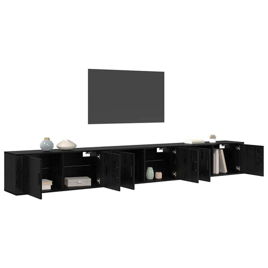 Wall-mounted TV Cabinet Set 3 pcs Black Oak 100 x 34.5 x 40 cm