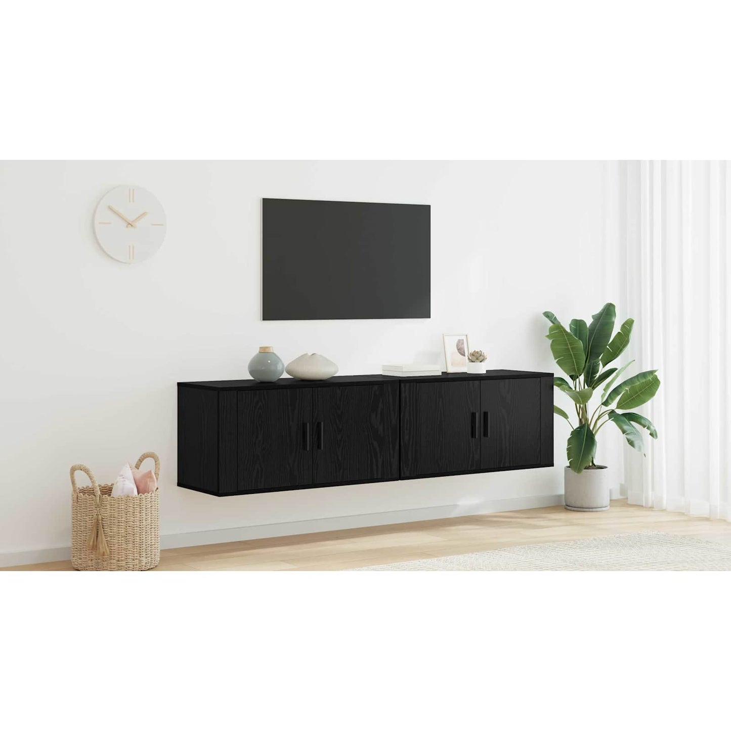Wall-mounted TV Cabinet Set 2 pcs Black Oak 80 x 34.5 x 40 cm