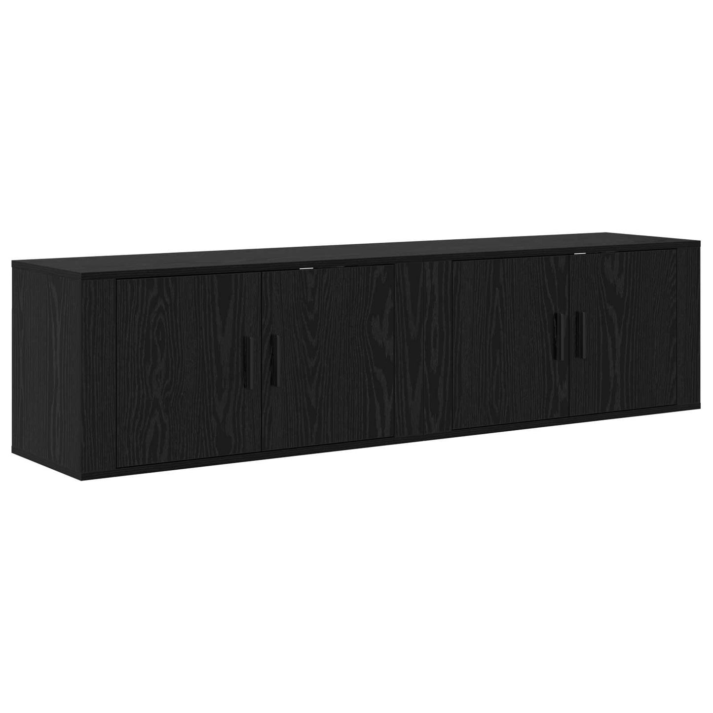 Wall-mounted TV Cabinet Set 2 pcs Black Oak Engineered Wood