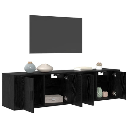 Wall-mounted TV Cabinet Set 2 pcs Black Oak 80 x 34.5 x 40 cm