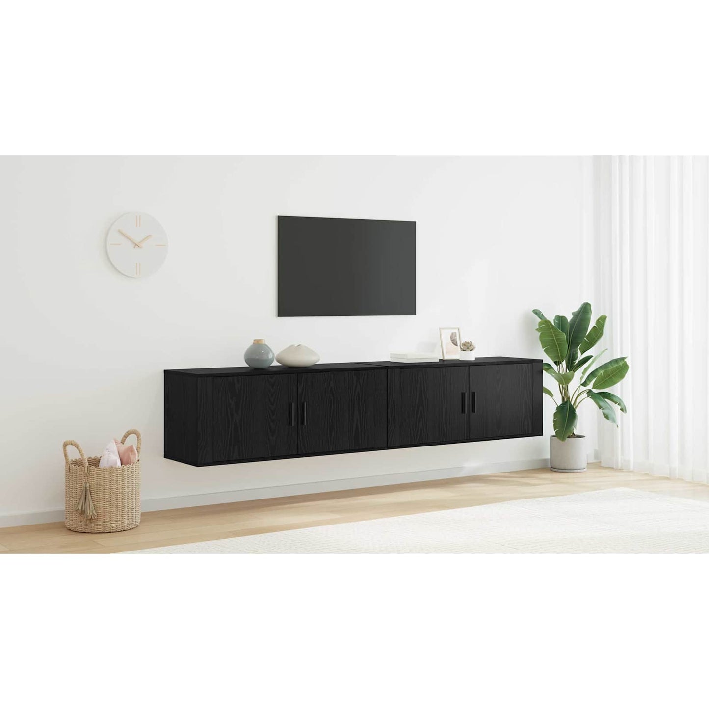 Wall-mounted TV Cabinet Set 2 pcs Black Oak 100 x 34.5 x 40 cm
