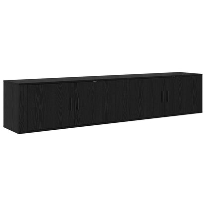 Wall-mounted TV Cabinet Set 2 pcs Black Oak Engineered Wood