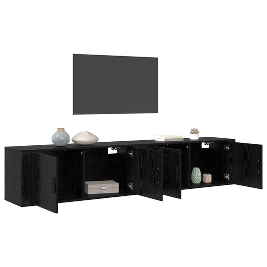 Wall-mounted TV Cabinet Set 2 pcs Black Oak 100 x 34.5 x 40 cm