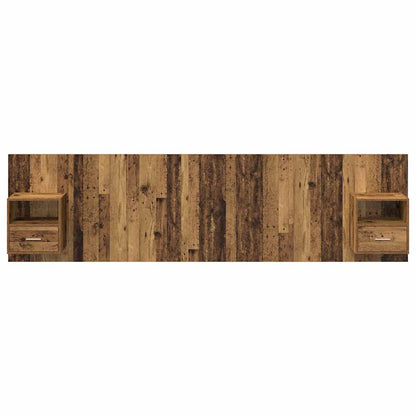 Headboard with Cabinet 3 pcs Old Wood Engineered Wood