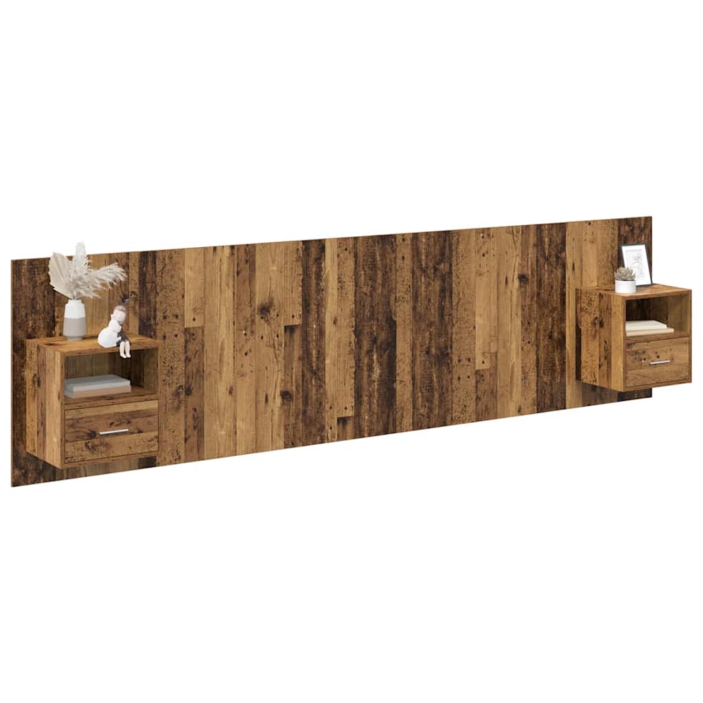 Headboard with Cabinet 3 pcs Old Wood Engineered Wood