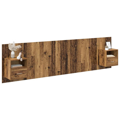 Headboard with Cabinet 3 pcs Old Wood Engineered Wood