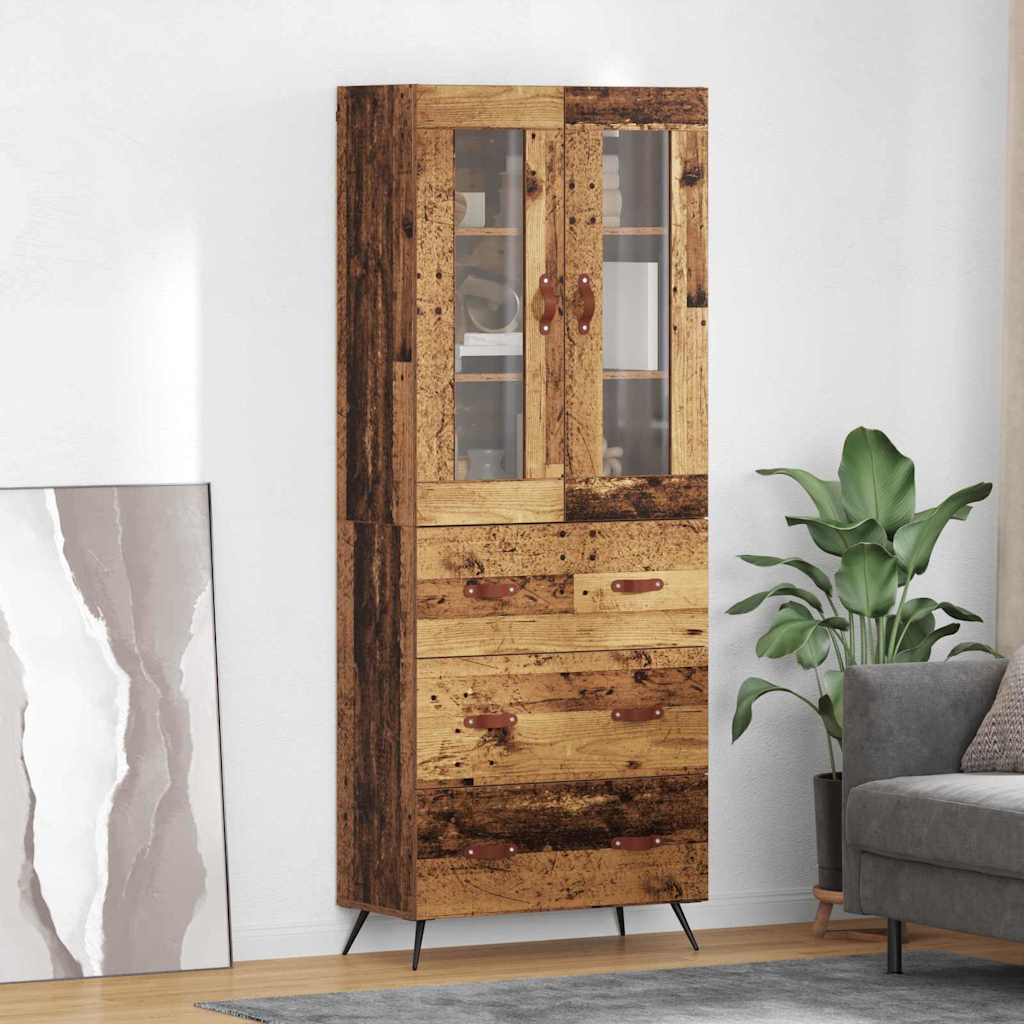 Highboard Cabinet with Shelf 2 pcs Old Wood Engineered Wood