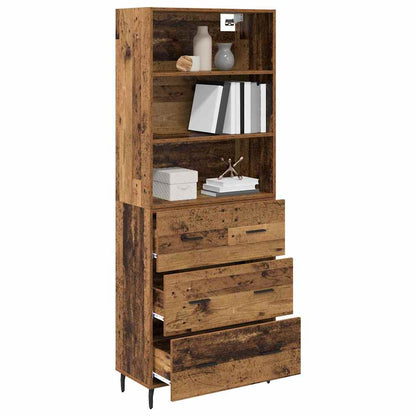 Highboard with Drawer 2 pcs Old Wood Engineered Wood