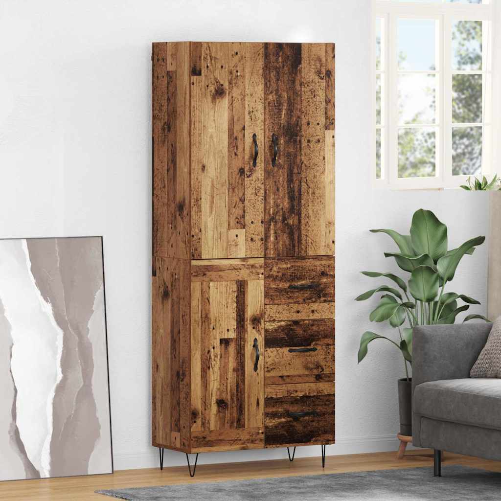 Highboard with Drawer 2 pcs Old Wood Engineered Wood