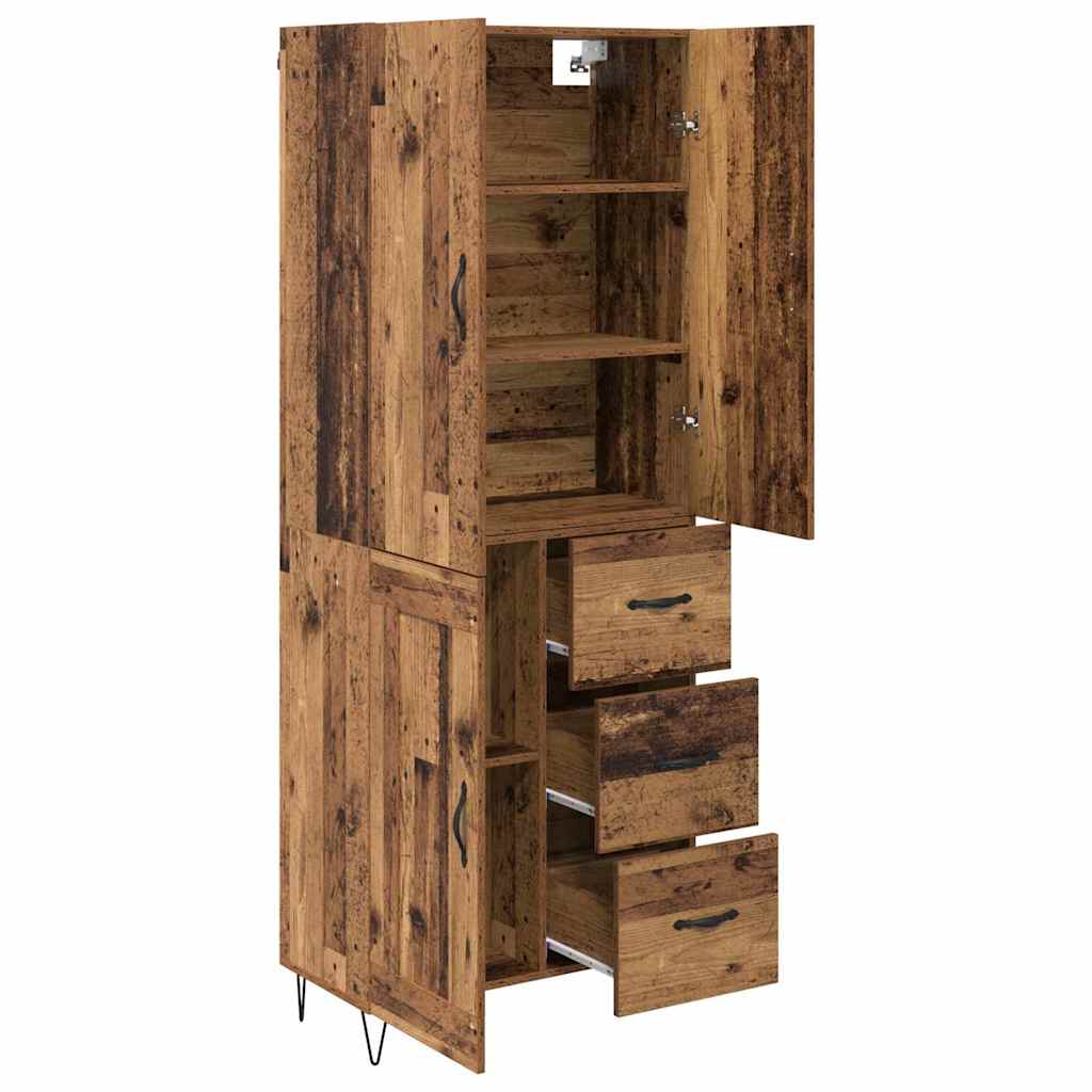 Highboard with Drawer 2 pcs Old Wood Engineered Wood