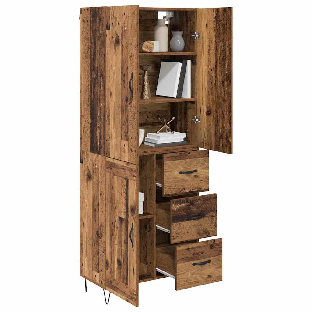 Highboard with Drawer 2 pcs Old Wood Engineered Wood