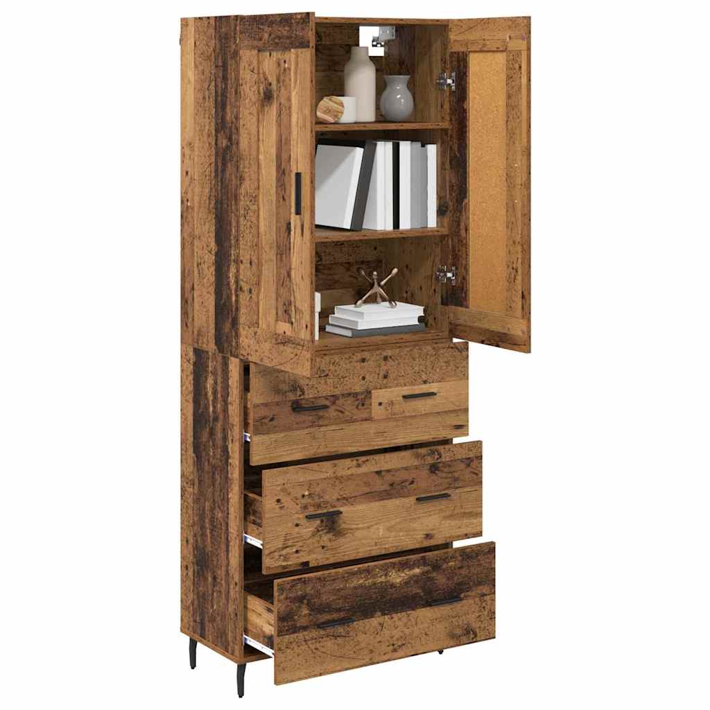 Highboard with Drawer 2 pcs Old Wood Engineered Wood