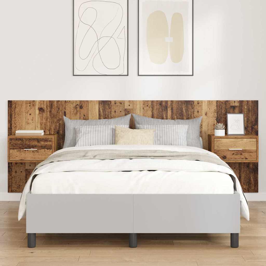 Headboard with Cabinet 3 pcs Old Wood Engineered Wood