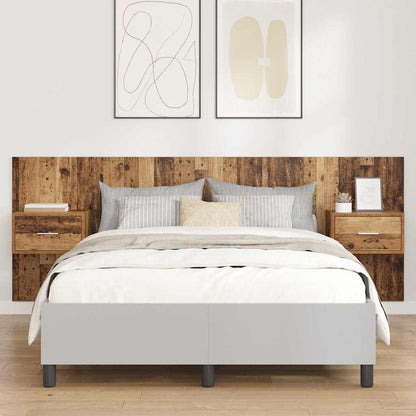 Headboard with Cabinet 3 pcs Old Wood Engineered Wood