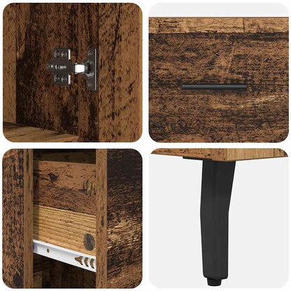 Highboard with Drawer 2 pcs Old Wood Engineered Wood and Glass