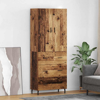 Highboard with Drawer 2 pcs Old Wood Engineered Wood and Glass