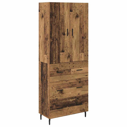 Highboard with Drawer 2 pcs Old Wood Engineered Wood and Glass