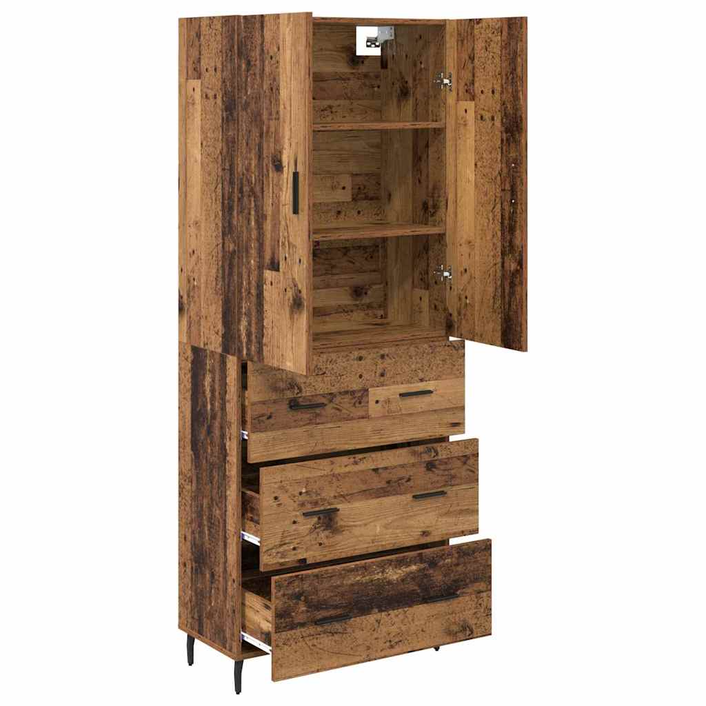 Highboard with Drawer 2 pcs Old Wood Engineered Wood and Glass