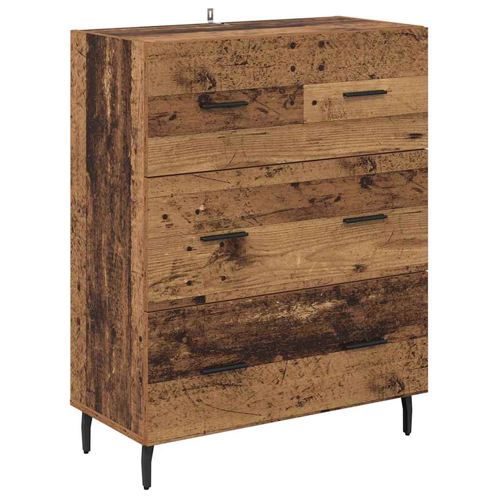Highboard with Drawer 2 pcs Old Wood Engineered Wood and Glass