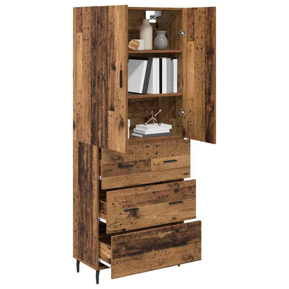 Highboard with Drawer 2 pcs Old Wood Engineered Wood and Glass