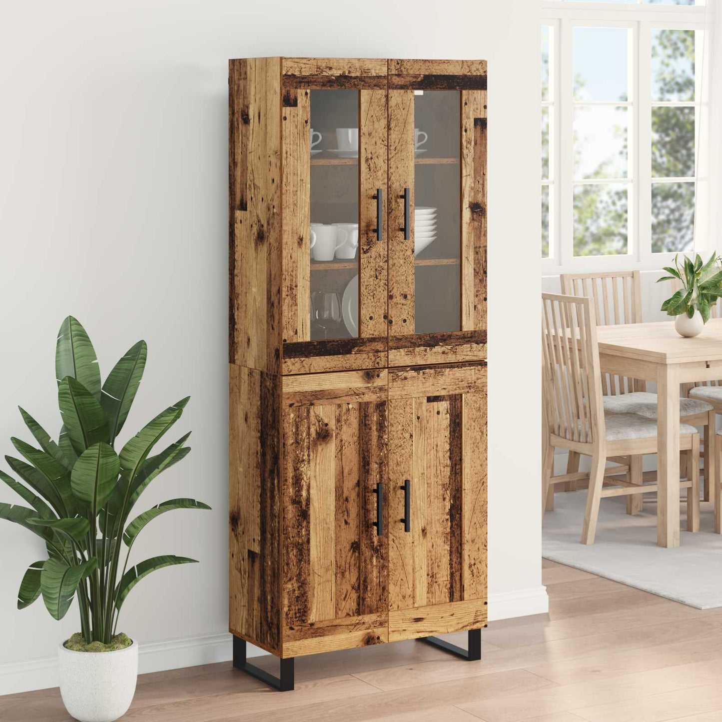 Highboard 2 pcs Old Wood Engineered Wood