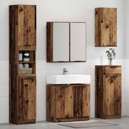 Bathroom Furniture Set with Door 3 pcs Old Wood Engineered Wood