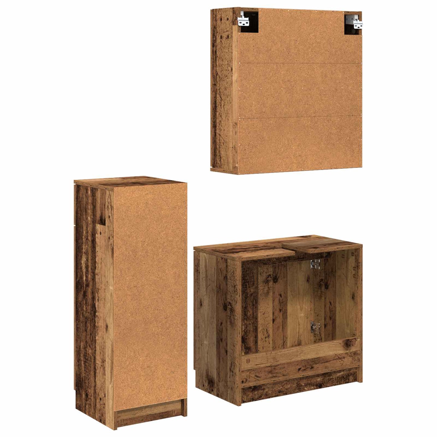 Bathroom Furniture Set with Door 3 pcs Old Wood Engineered Wood
