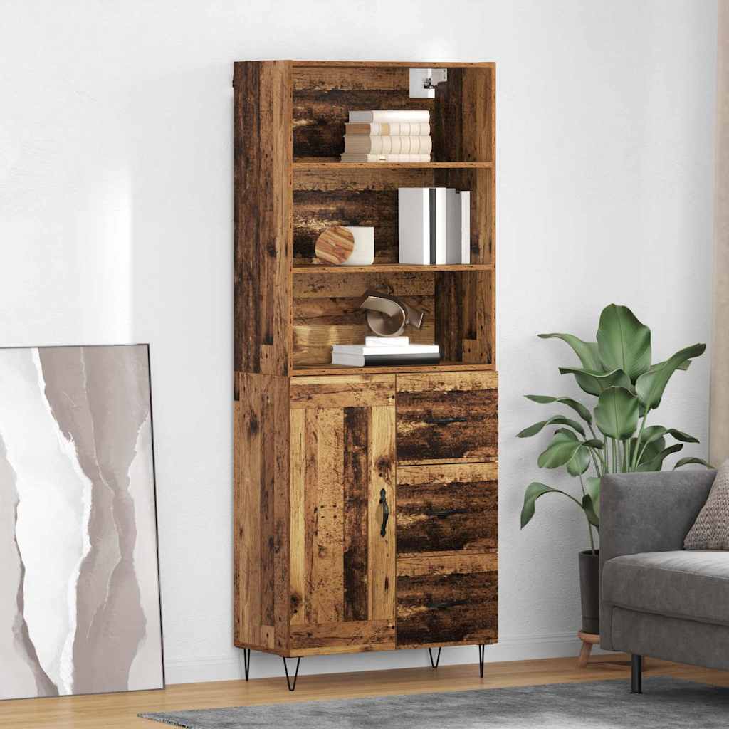 Highboard with Drawer 2 pcs Old Wood Engineered Wood