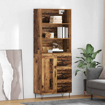 Highboard with Drawer 2 pcs Old Wood Engineered Wood