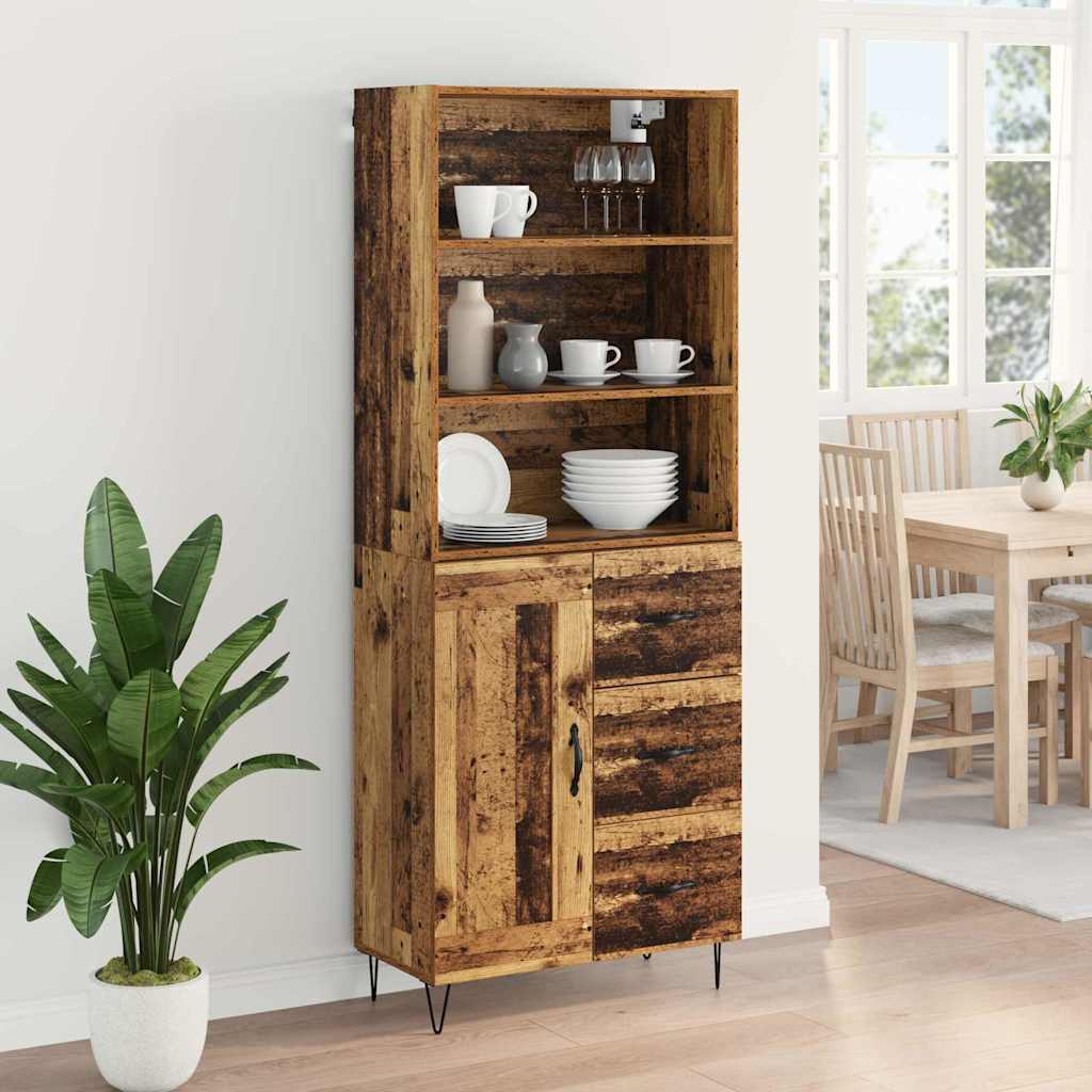 Highboard with Drawer 2 pcs Old Wood Engineered Wood