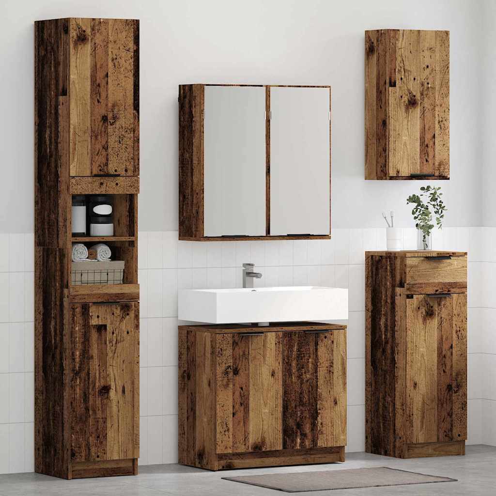 Bathroom Cabinet Set with Shelf 3 pcs Old Wood Engineered Wood