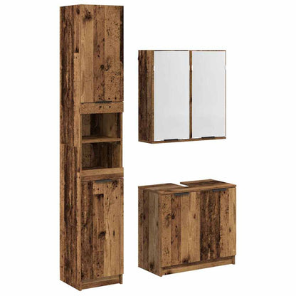 Bathroom Cabinet Set with Shelf 3 pcs Old Wood Engineered Wood
