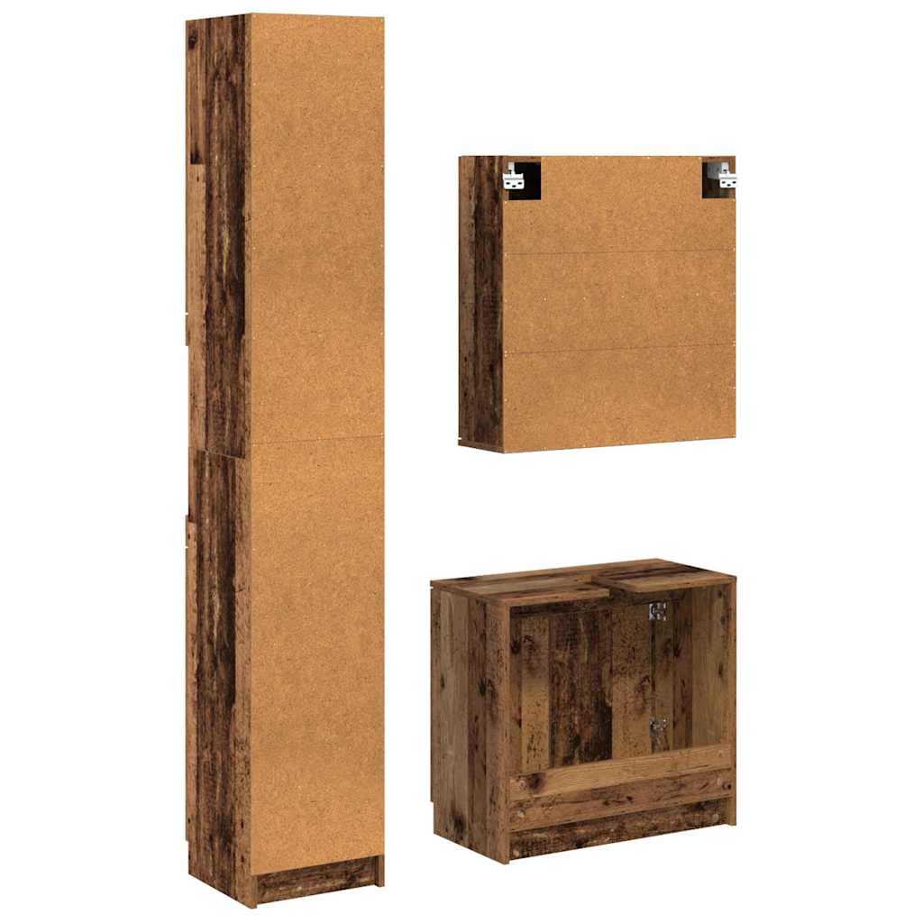Bathroom Cabinet Set with Shelf 3 pcs Old Wood Engineered Wood