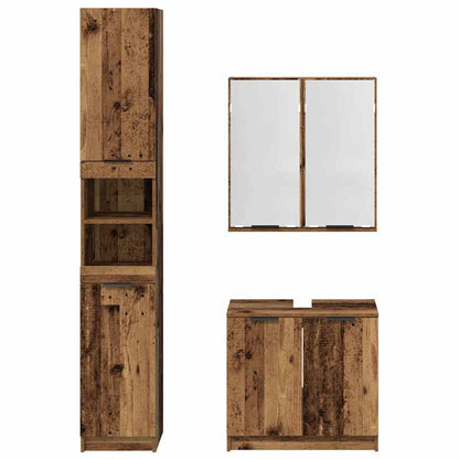 Bathroom Cabinet Set with Shelf 3 pcs Old Wood Engineered Wood