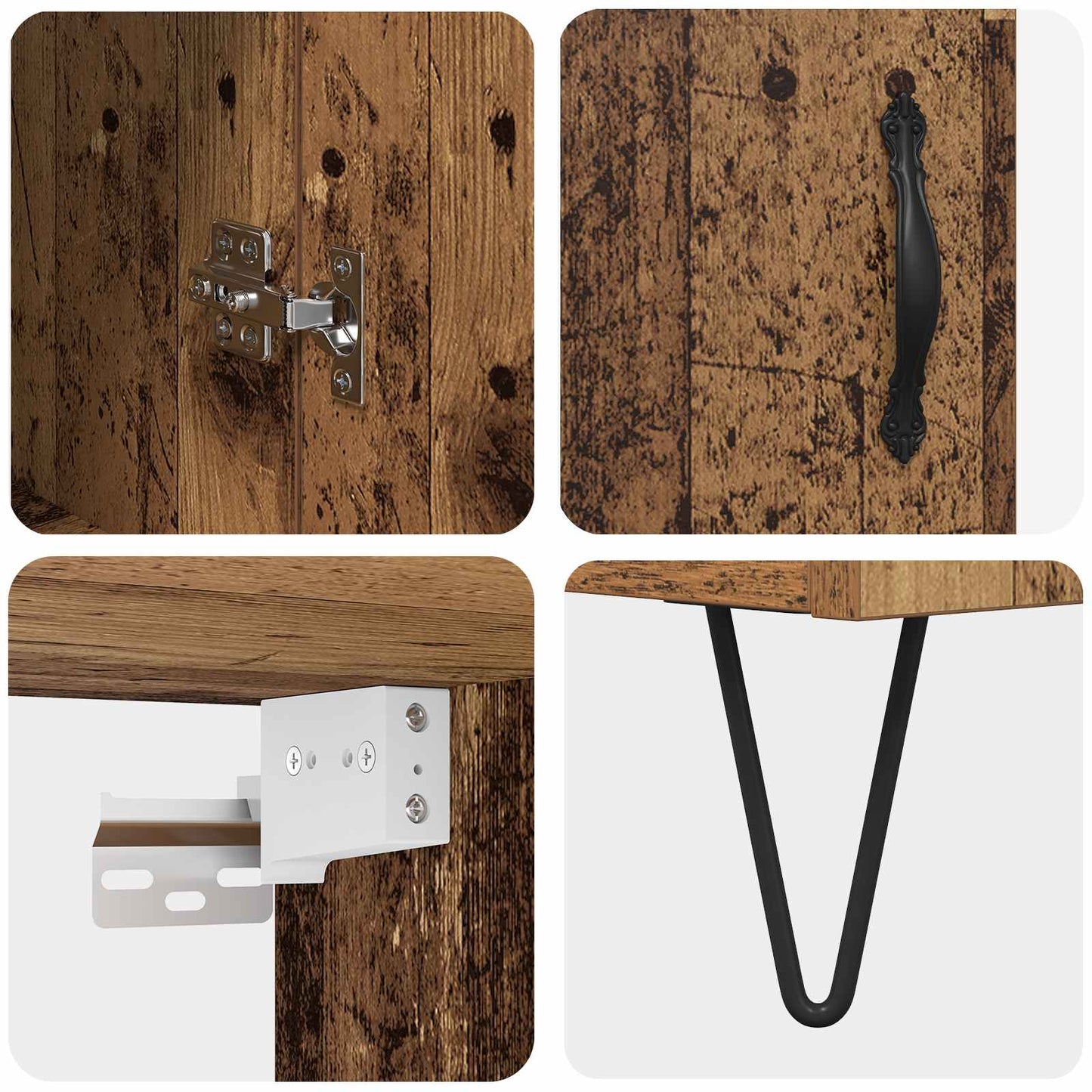 Highboard 2 pcs Old Wood Engineered Wood