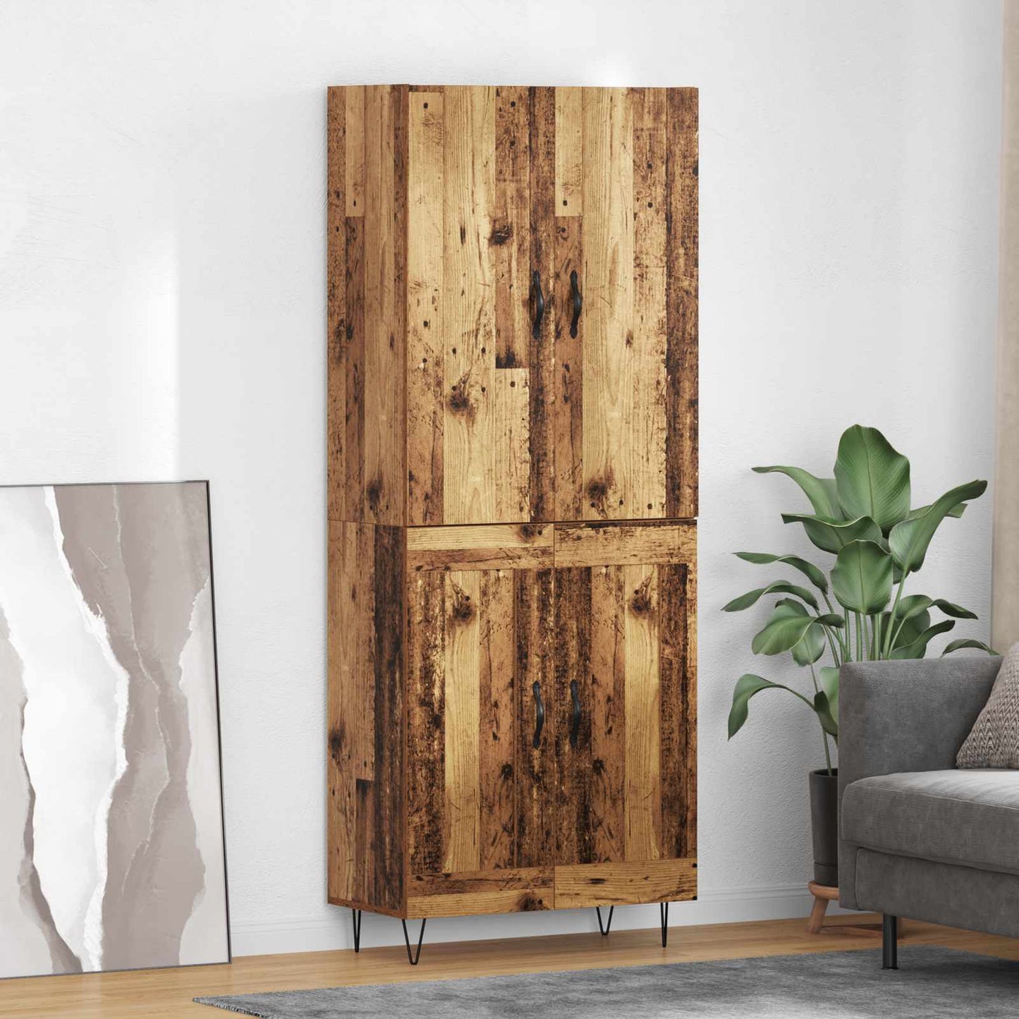 Highboard 2 pcs Old Wood Engineered Wood