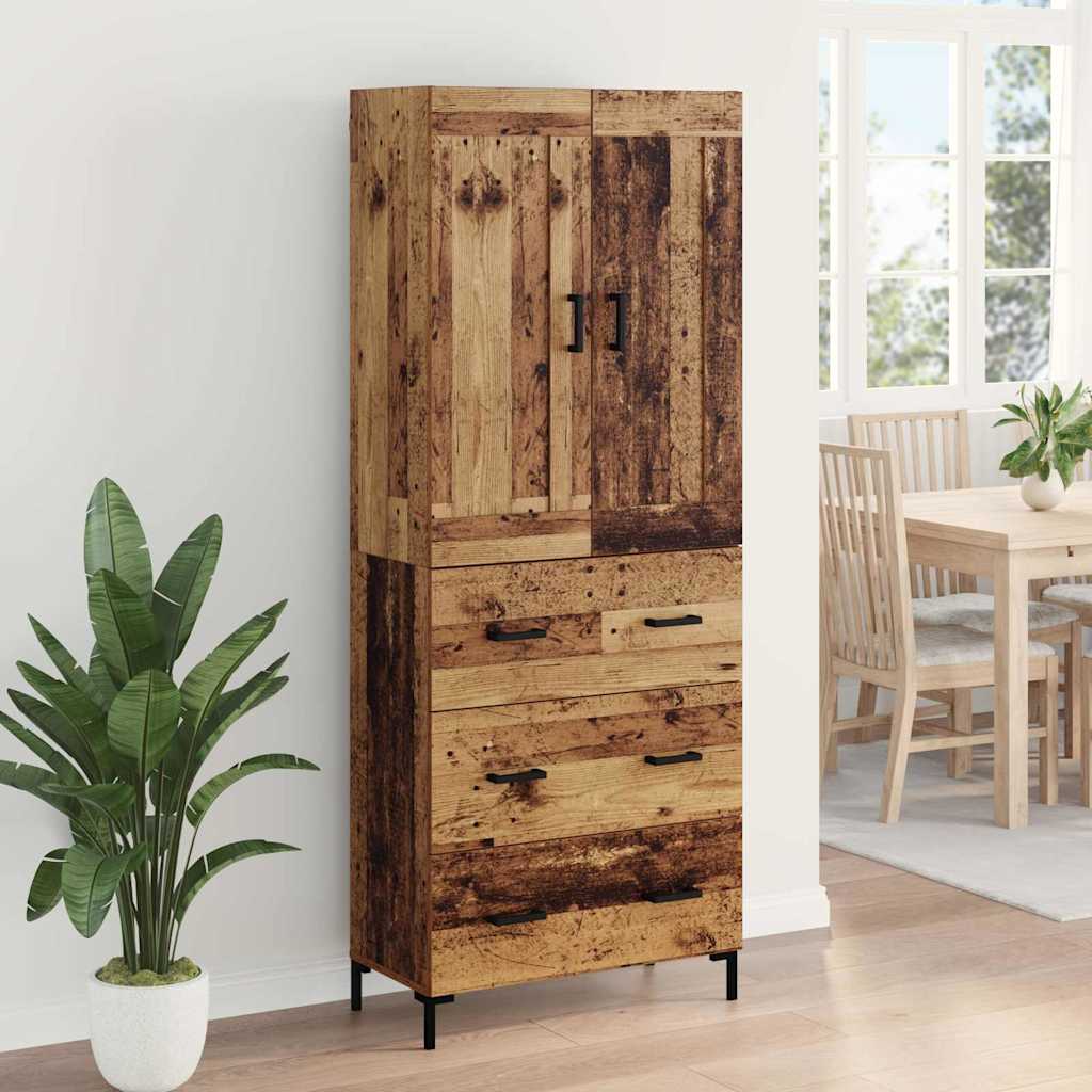 Highboard with Drawer 2 pcs Old Wood Engineered Wood