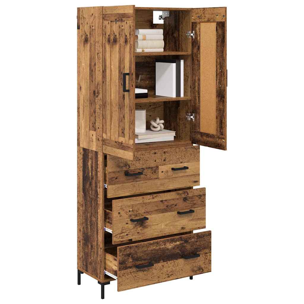 Highboard with Drawer 2 pcs Old Wood Engineered Wood