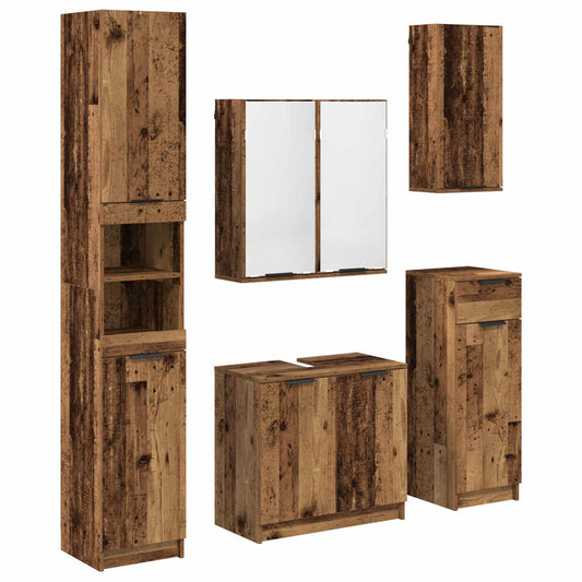 Bathroom Furniture Set 5 pcs Old Wood Engineered Wood