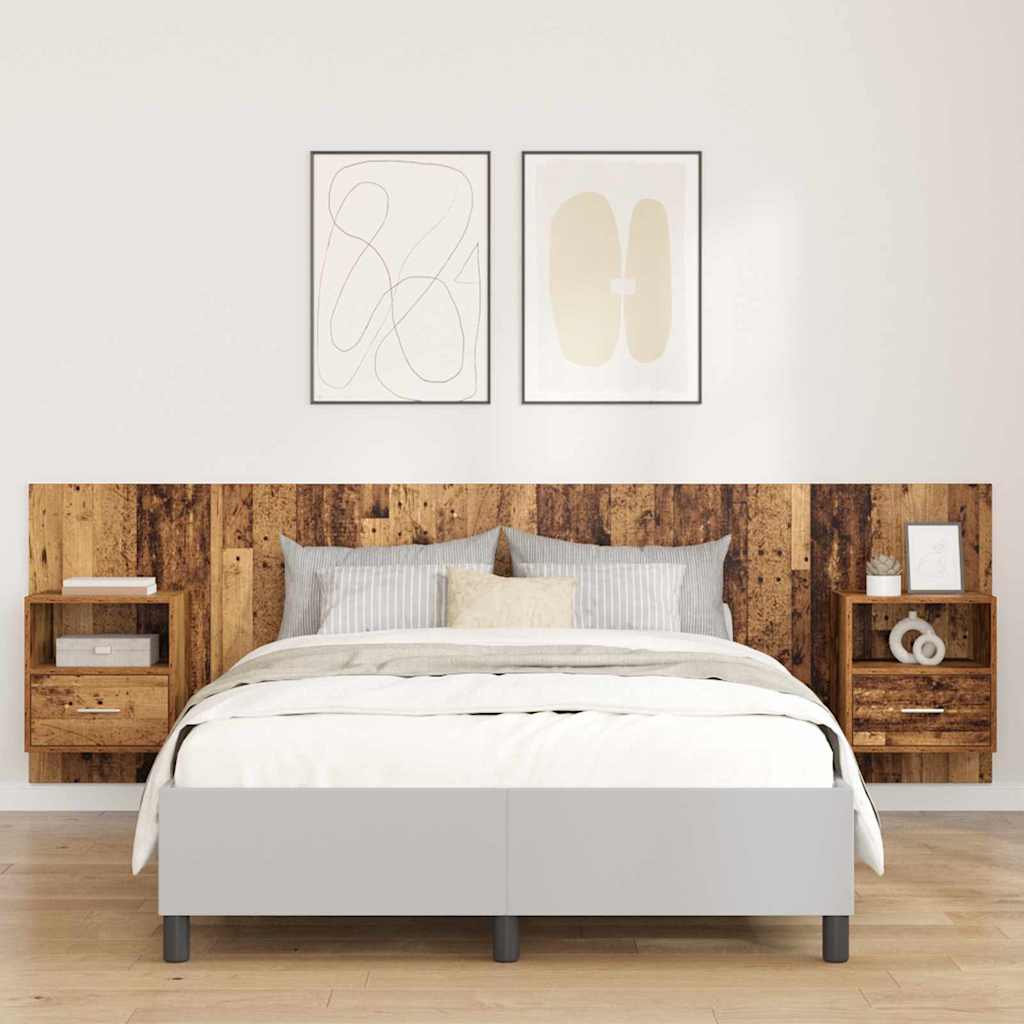 Headboard with Cabinet 3 pcs Old Wood Engineered Wood