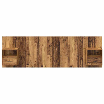 Headboard with Cabinet 3 pcs Old Wood Engineered Wood