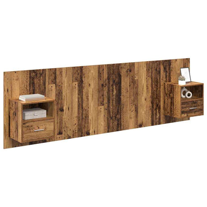 Headboard with Cabinet 3 pcs Old Wood Engineered Wood