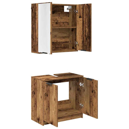 Bathroom Cabinet Set with Shelf Old Wood Engineered Wood