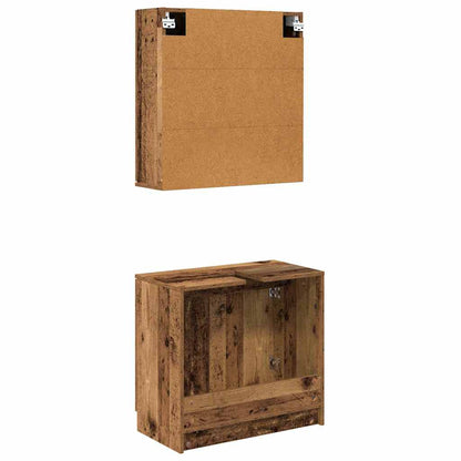 Bathroom Cabinet Set with Shelf Old Wood Engineered Wood