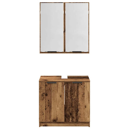 Bathroom Cabinet Set with Shelf Old Wood Engineered Wood