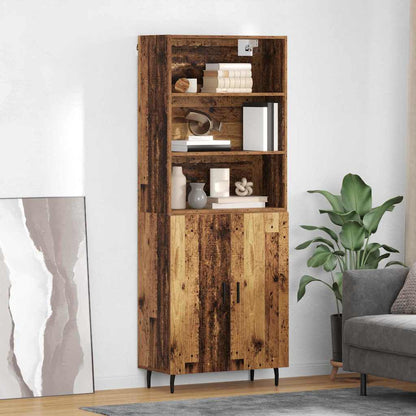 Highboard Old Wood 69.5 x 34 x 180 cm Engineered Wood and Glass