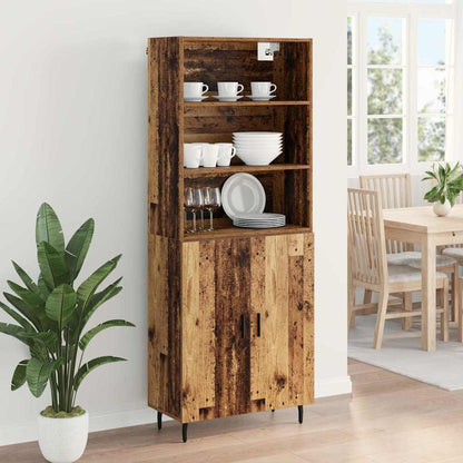 Highboard Old Wood 69.5 x 34 x 180 cm Engineered Wood and Glass